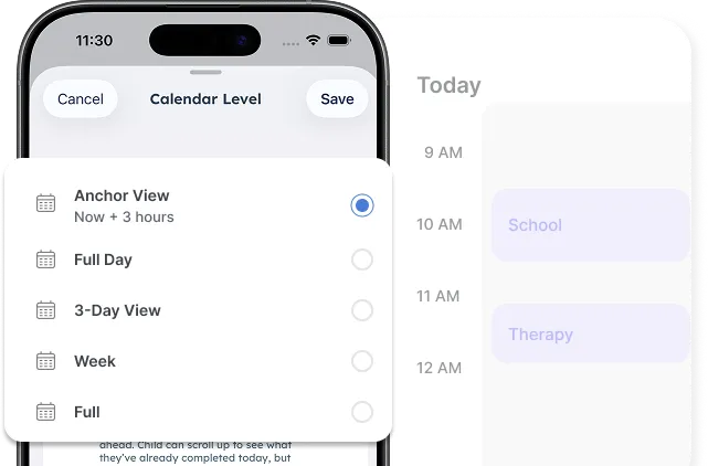 Image showing how the 'Calendar' axis adjusts as the routine becomes more familiar