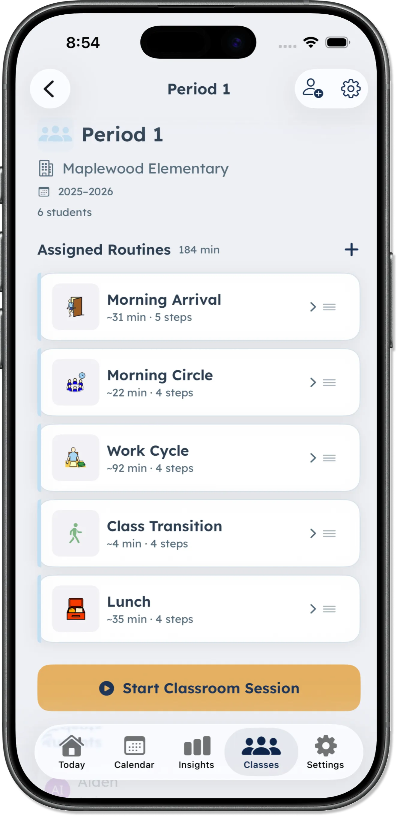 DaySteps classroom routine builder with step timing and visuals