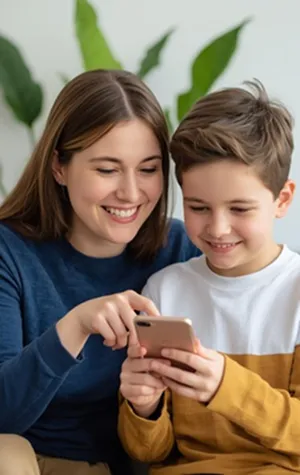 Parent using the DaySteps app with their child